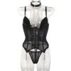 Sensual Lingerie Mesh Boned Shapewear Bodysuit with Thong Erotic Set