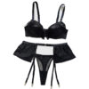 Tassel bra set with mesh and erotic lingerie three piece set for women